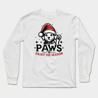 Santa Hat Puppy Holiday Greeting Long Sleeve T-Shirt